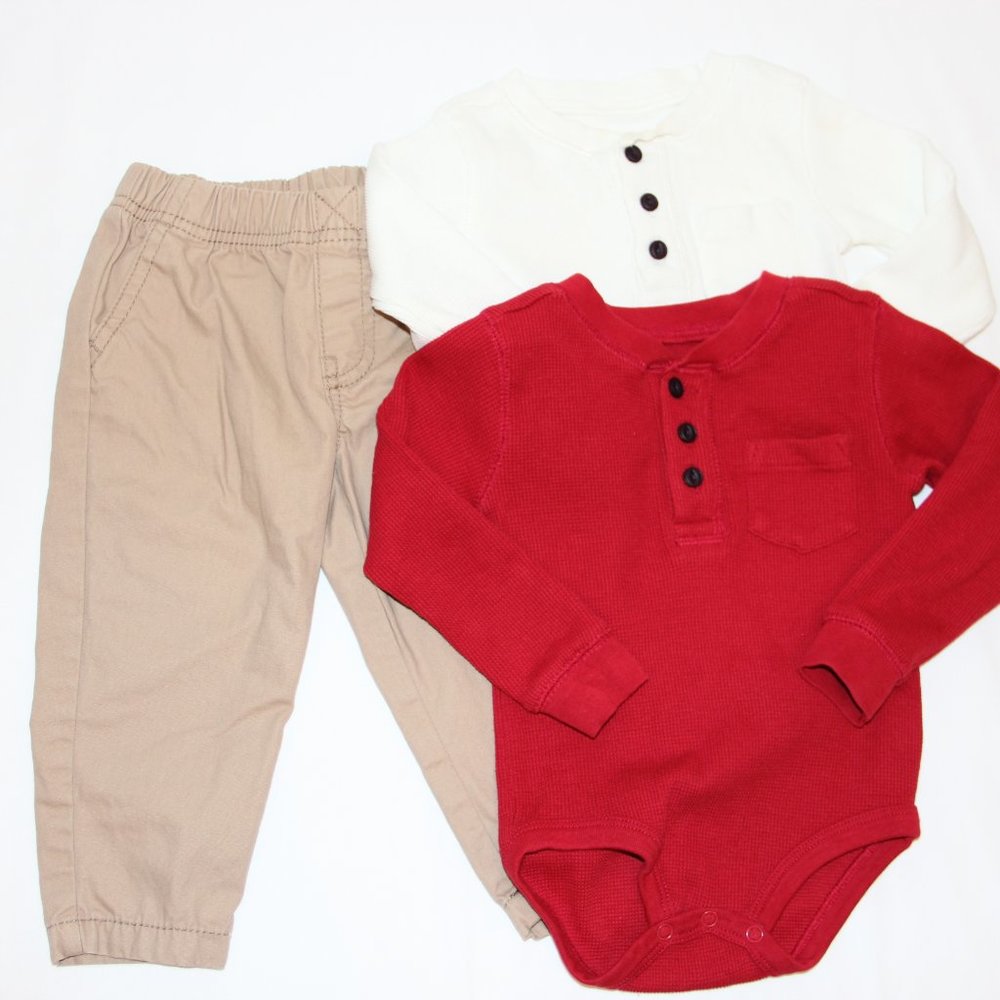 2 Thermal Body Onesies with Khaki Pants